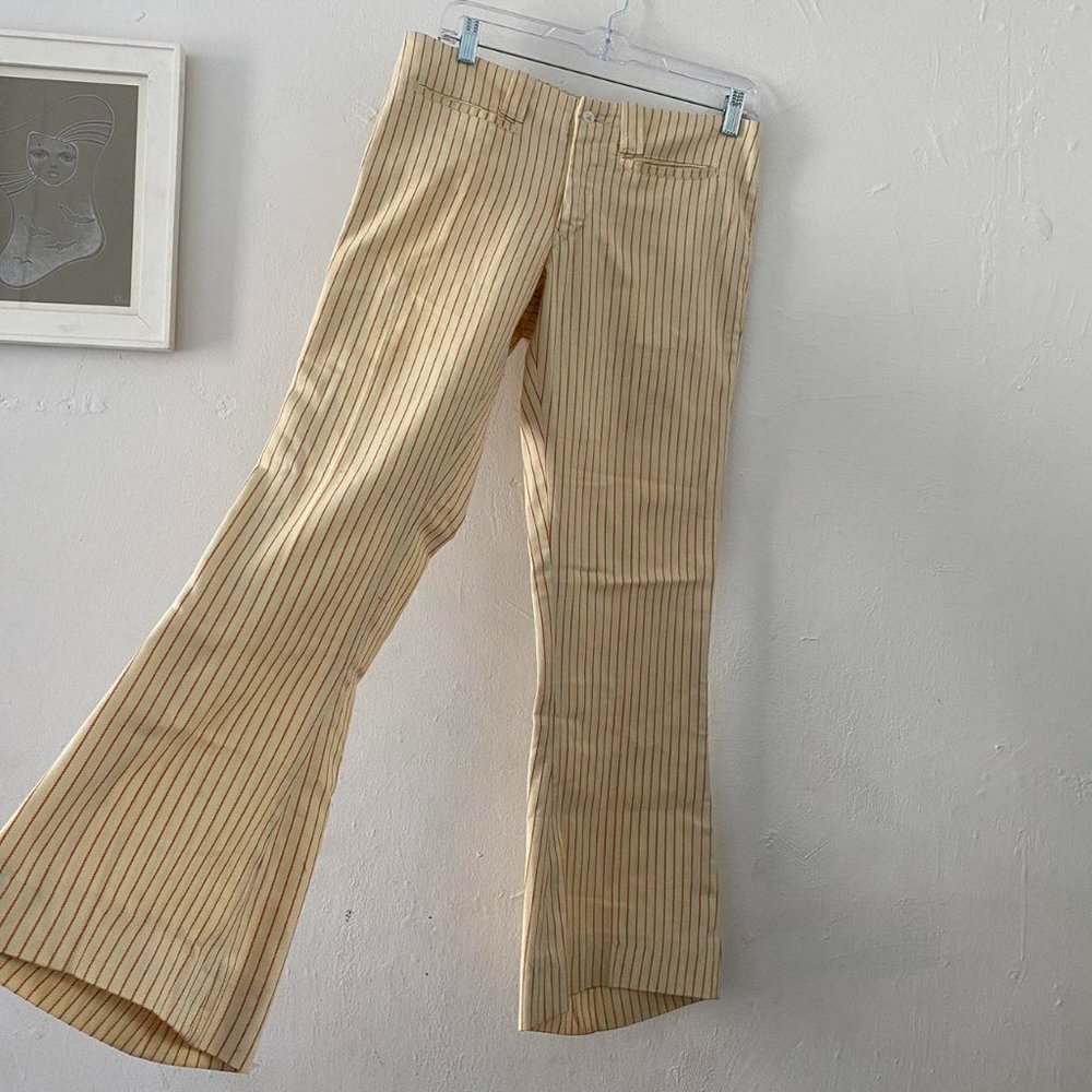 1970s vintage pinstripe wool flared trousers